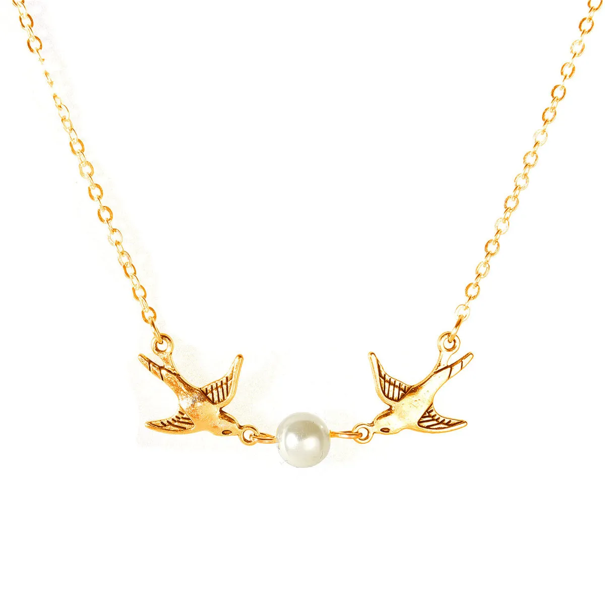 Pearl & 18K Gold-Plated Bird Pendant Necklace