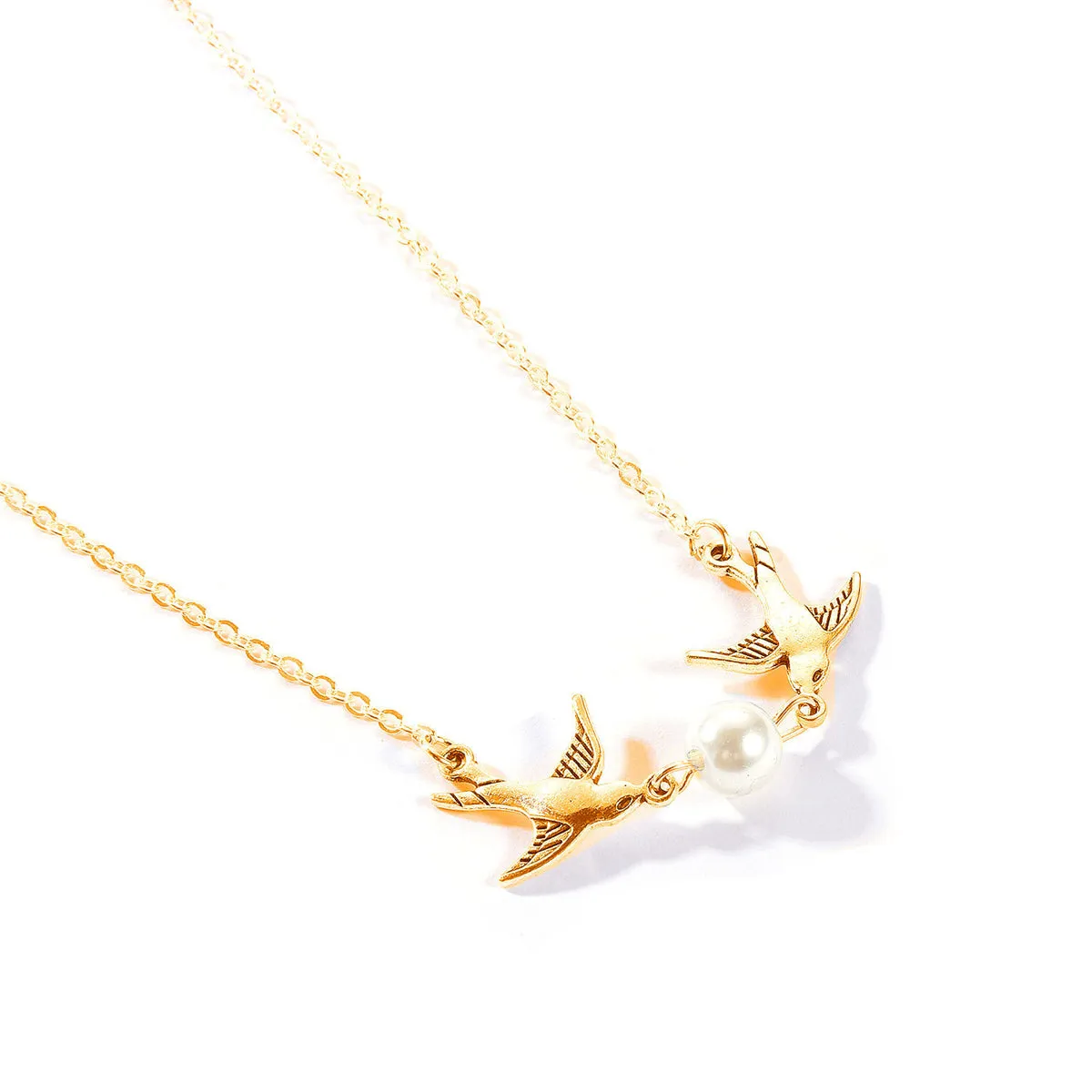 Pearl & 18K Gold-Plated Bird Pendant Necklace
