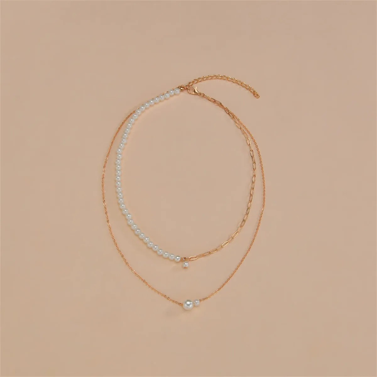 Pearl & 18K Gold-Plated Layered Pendant Necklace