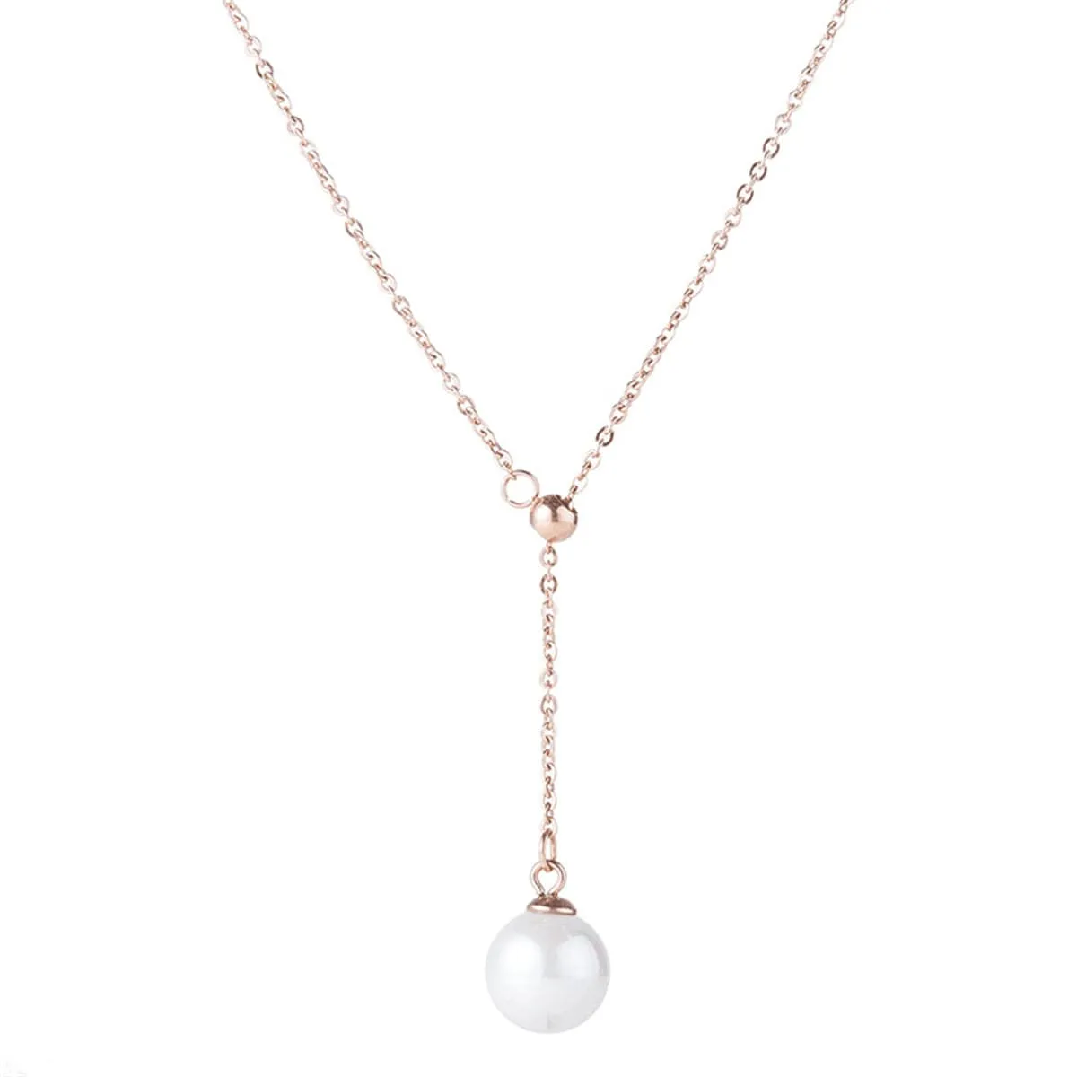 Pearl & 18K Rose Gold-Plated Lariat Necklace