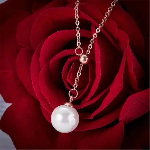 Pearl & 18K Rose Gold-Plated Lariat Necklace