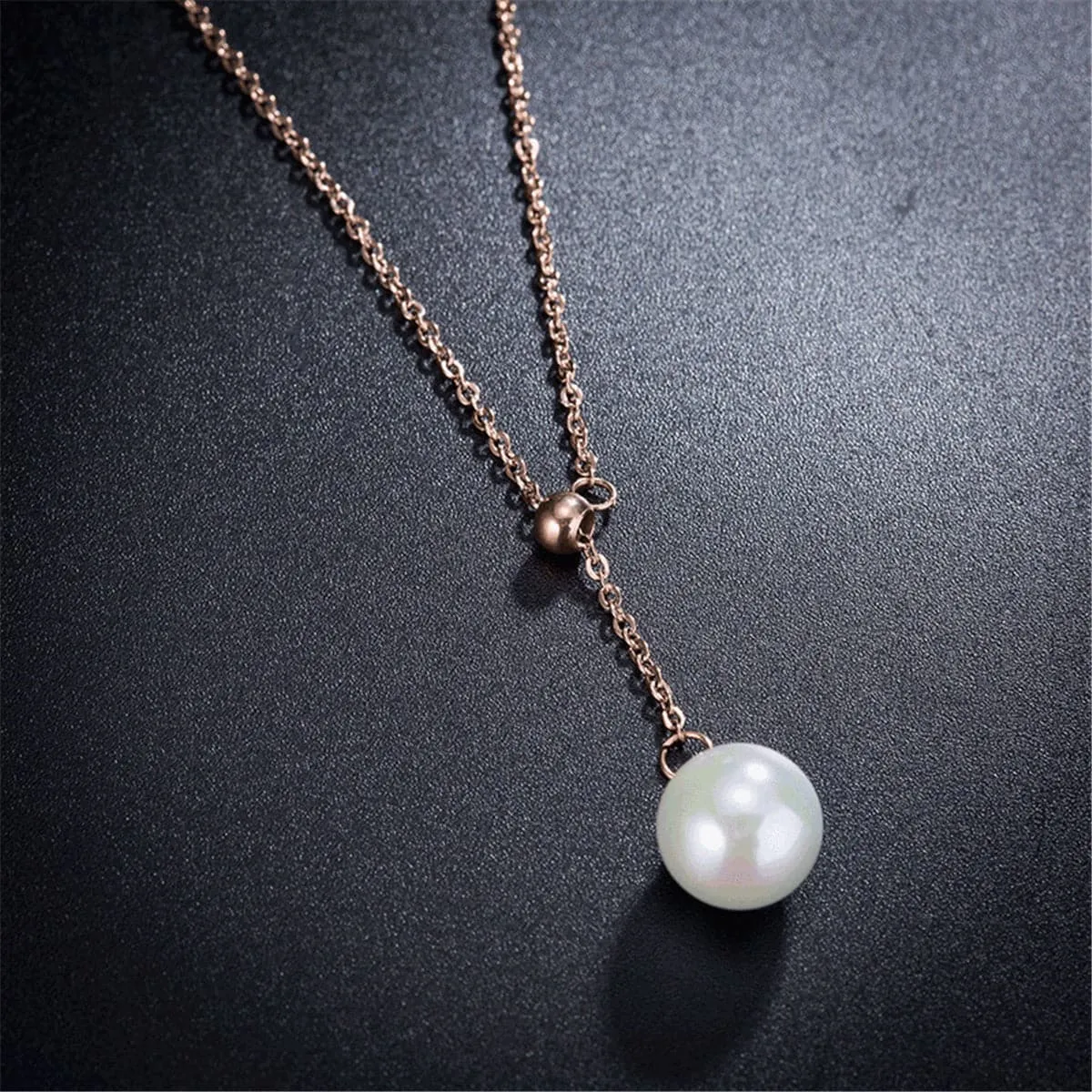 Pearl & 18K Rose Gold-Plated Lariat Necklace