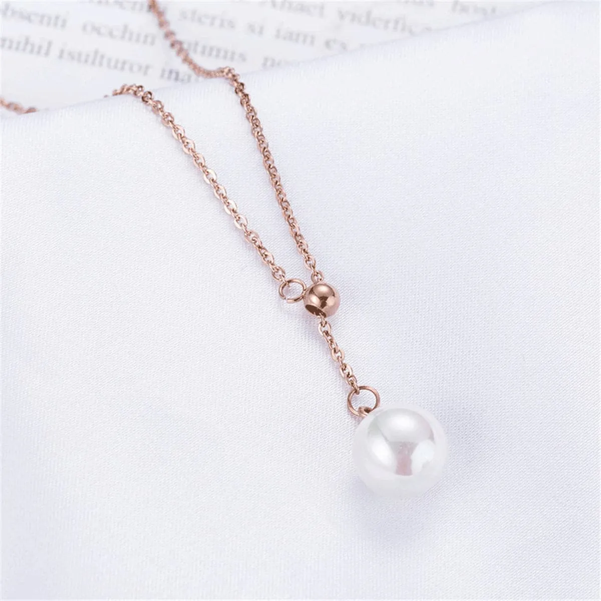 Pearl & 18K Rose Gold-Plated Lariat Necklace