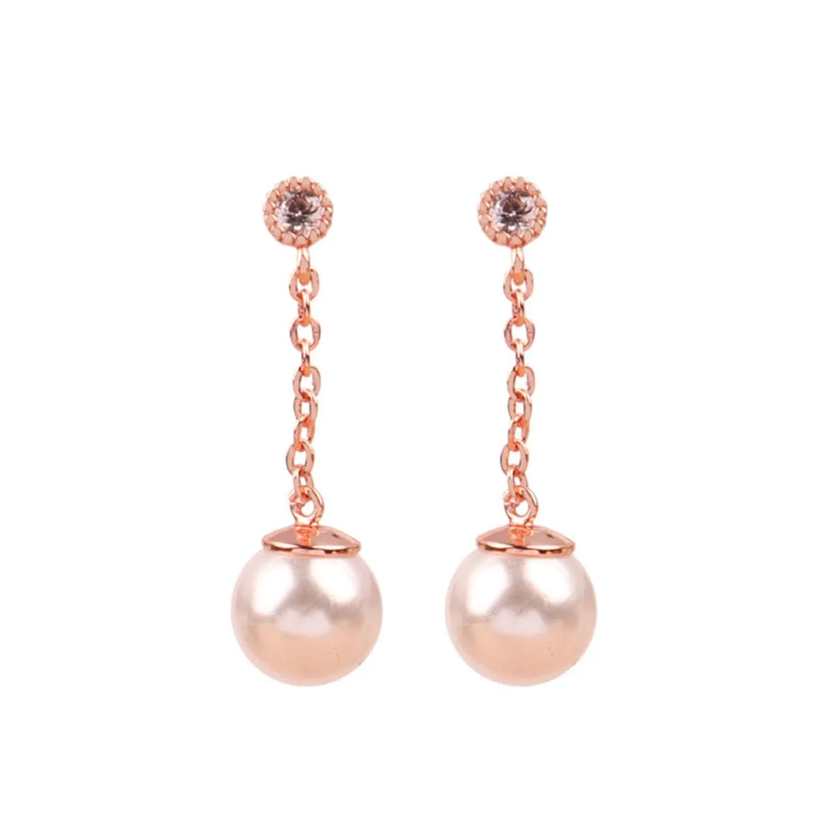 Pearl & Cubic Zirconia 18K Gold-Plated Chain Dangle Drop Earrings