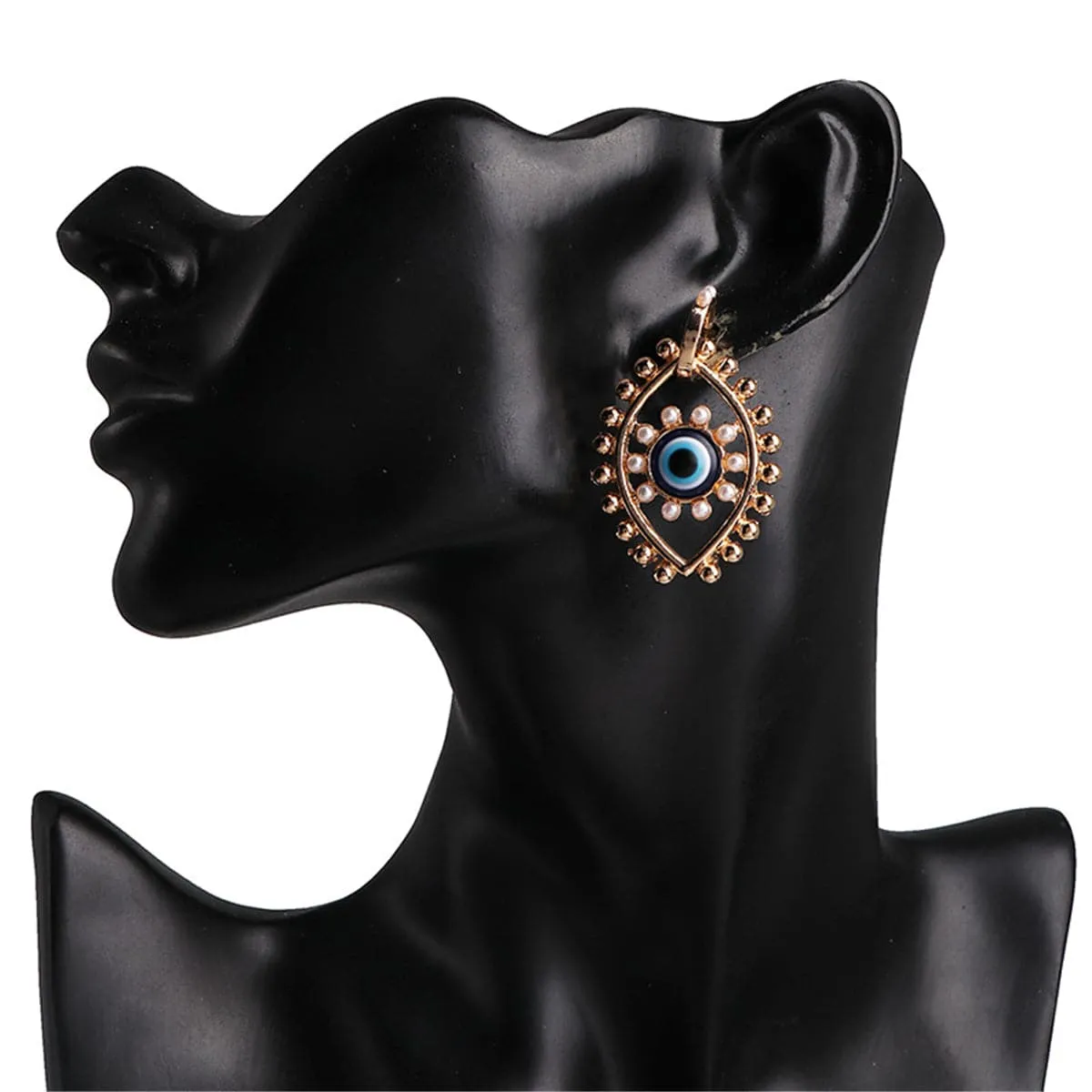 Pearl & Enamel 18K Gold-Plated Evil Eye Drop Earrings