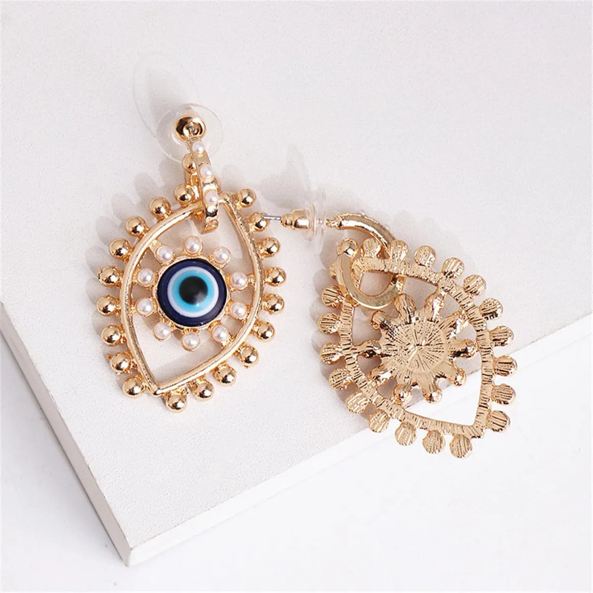 Pearl & Enamel 18K Gold-Plated Evil Eye Drop Earrings