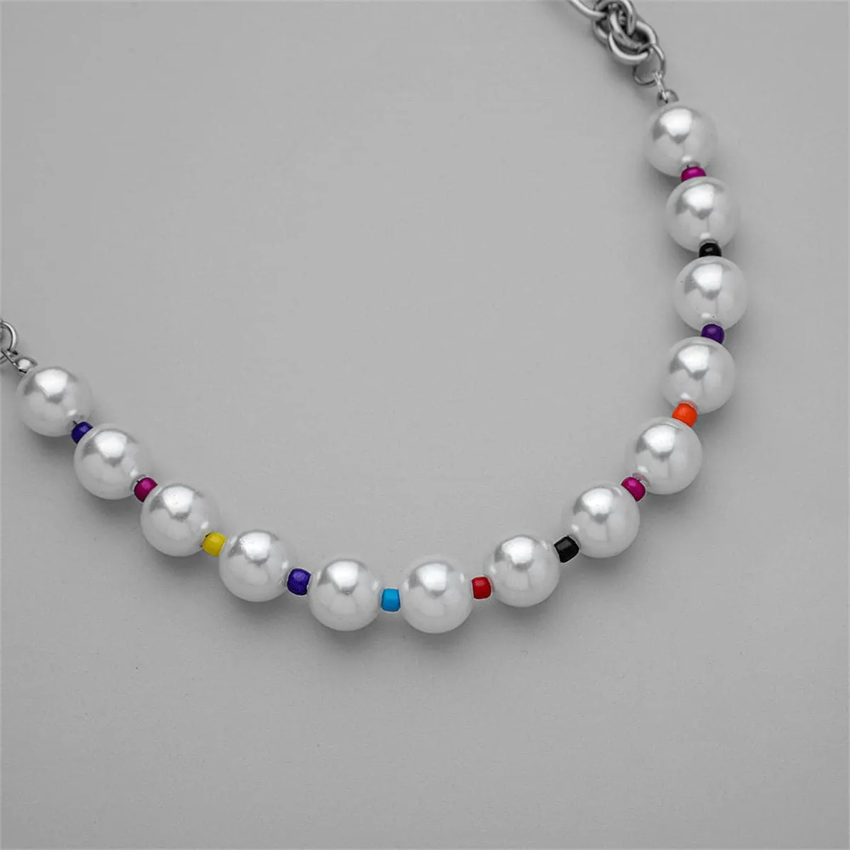 Pearl & Multi-Color Howlite Figaro Chain Necklace