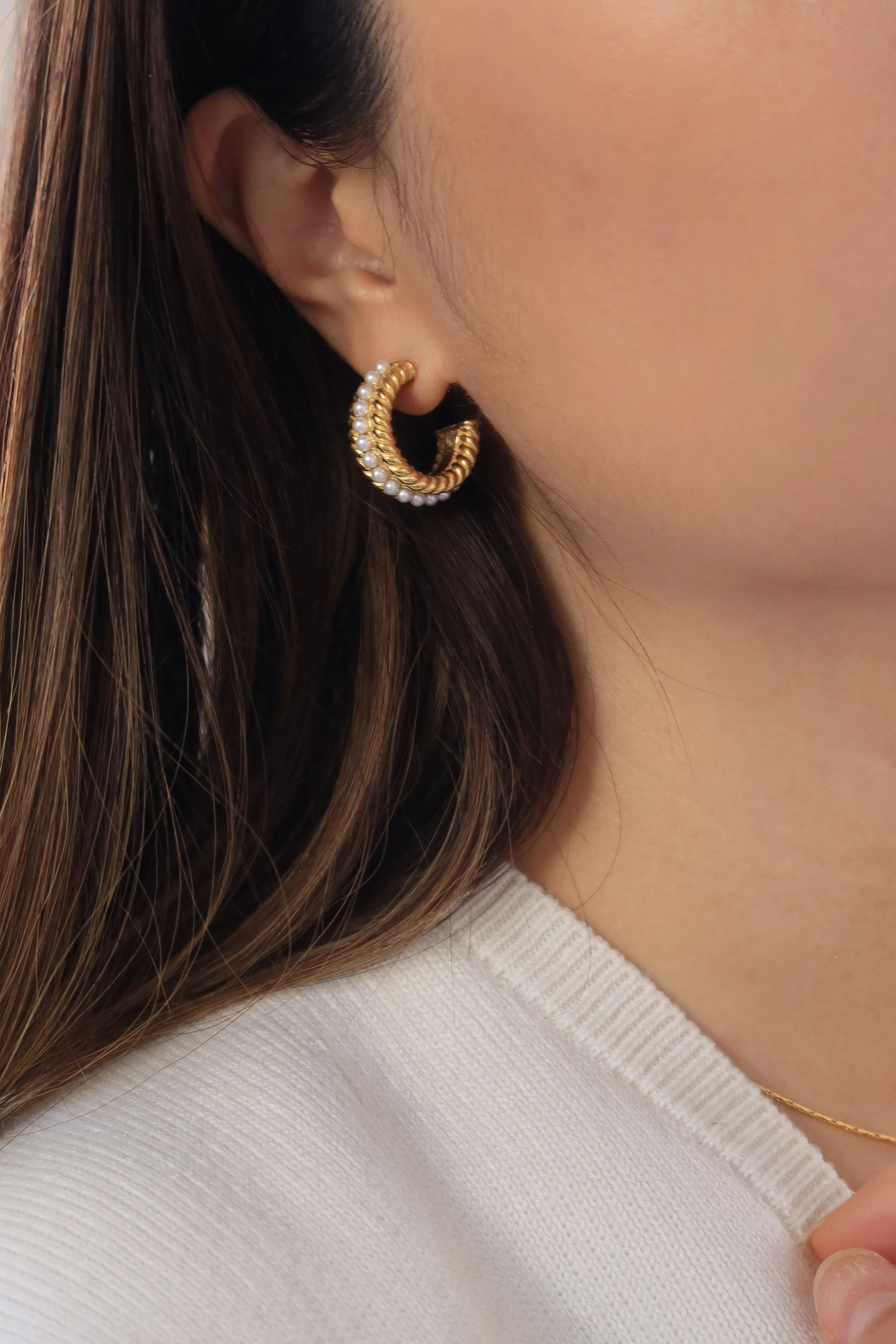 Pearl & Twisted Hoops