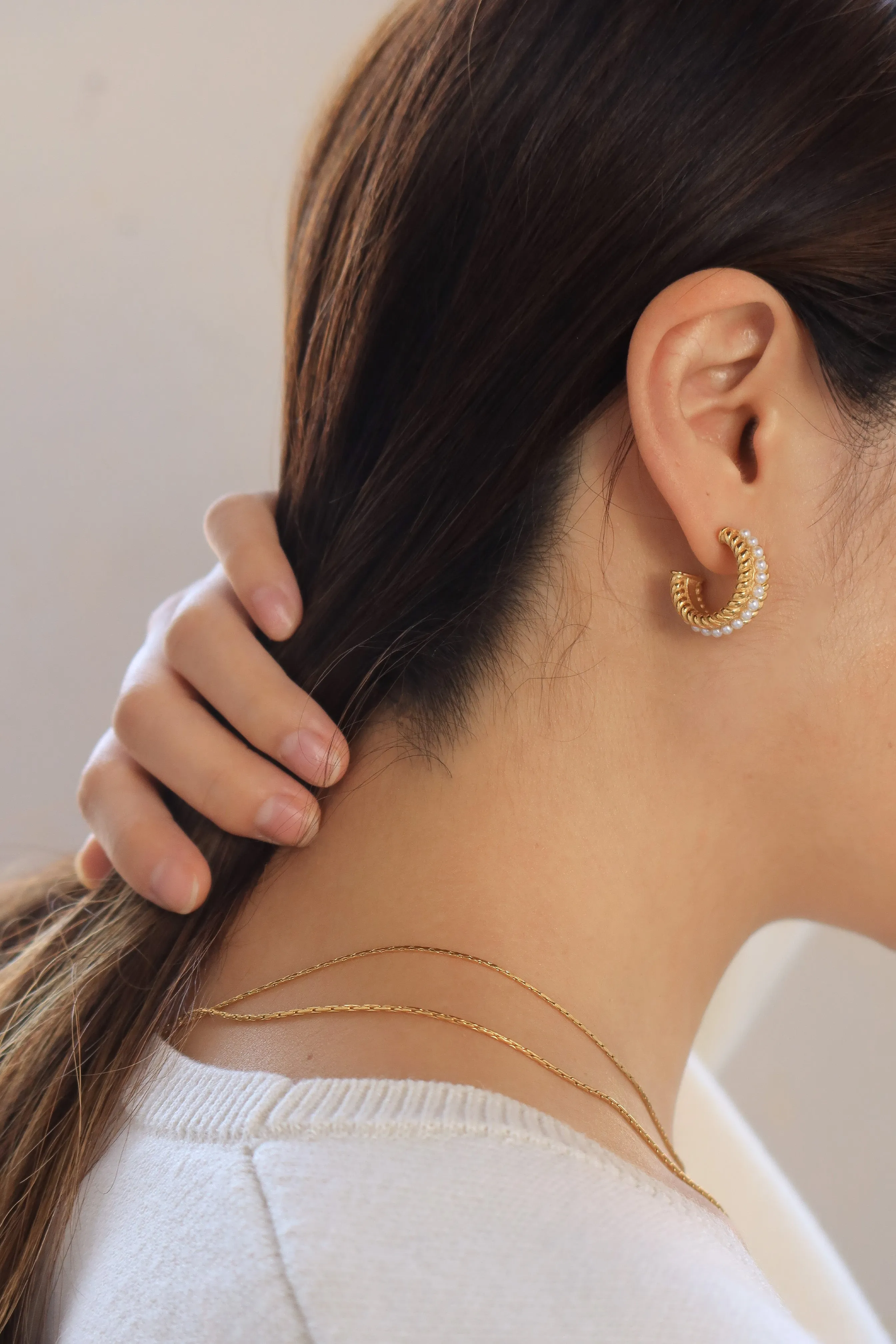 Pearl & Twisted Hoops