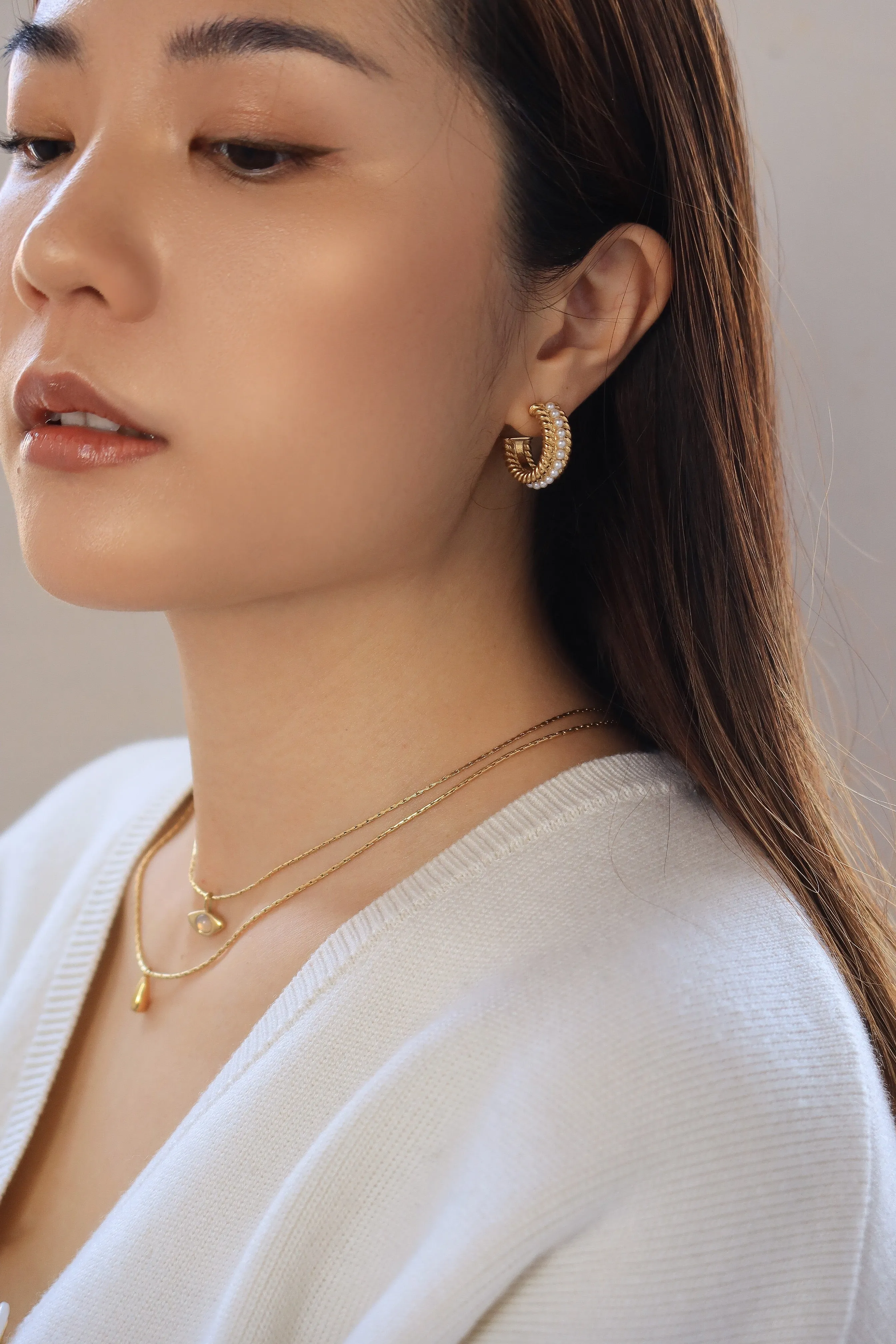 Pearl & Twisted Hoops