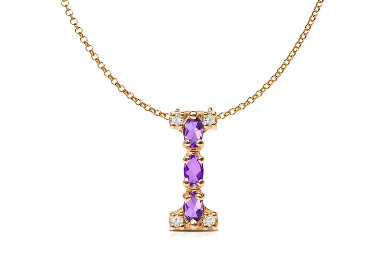 Pendant Letter I Initial 18kt Gold