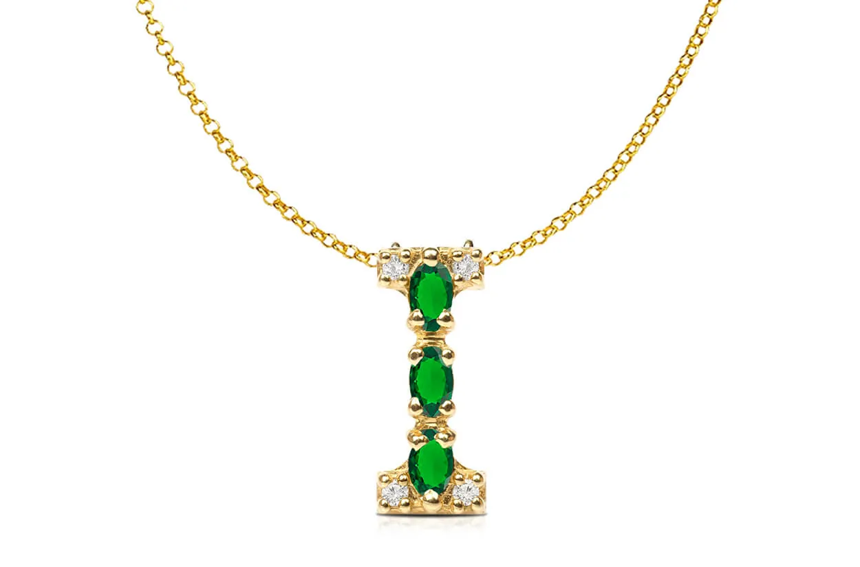 Pendant Letter I Initial 18kt Gold