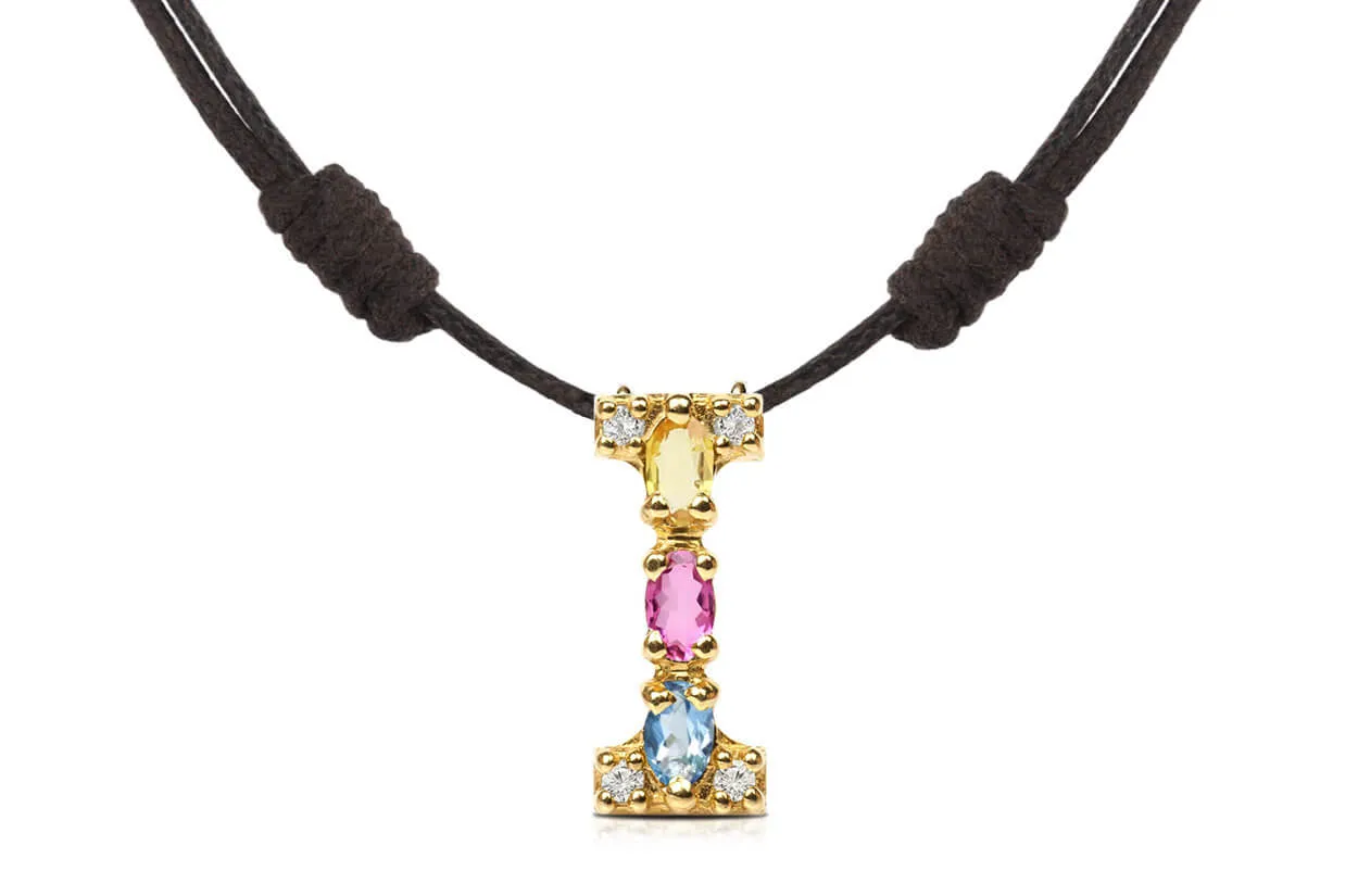 Pendant Letter I Initial 18kt Gold