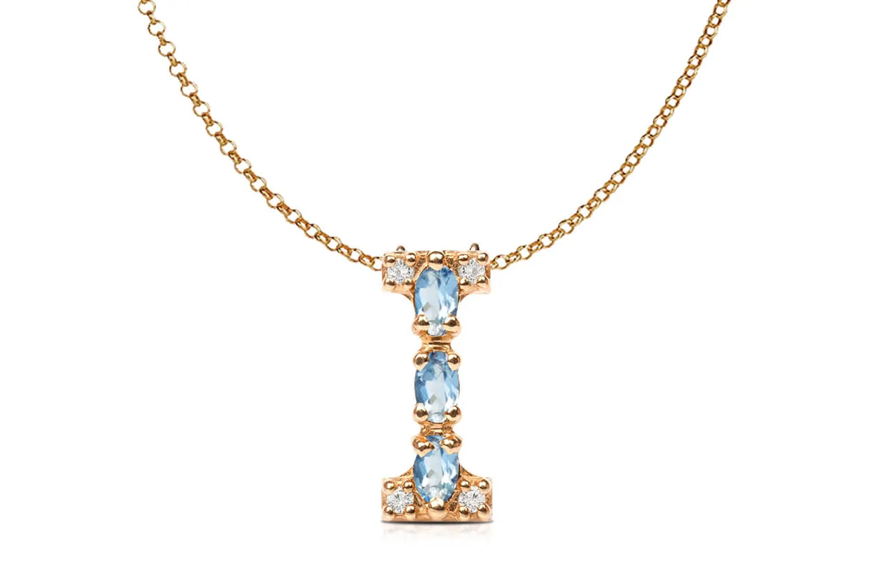 Pendant Letter I Initial 18kt Gold