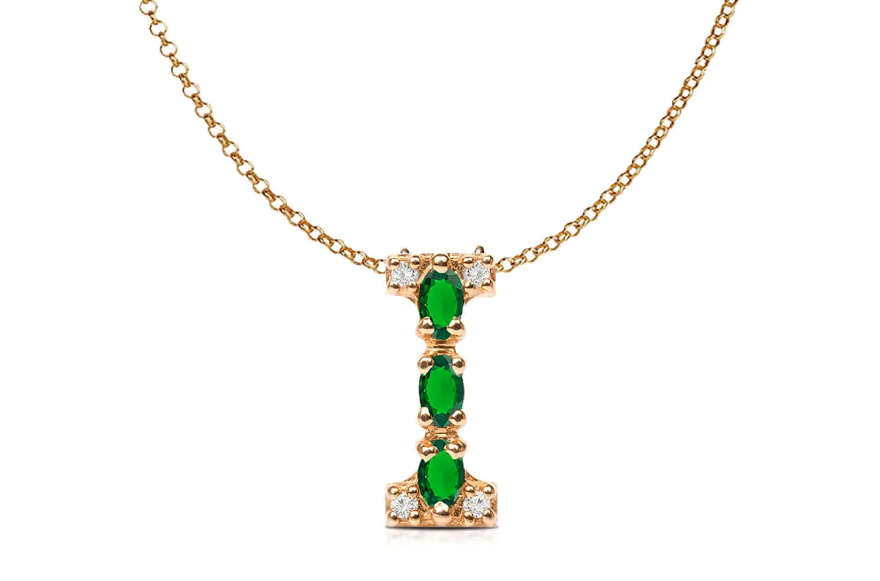 Pendant Letter I Initial 18kt Gold