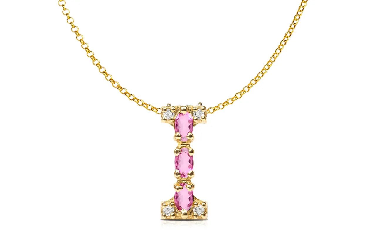 Pendant Letter I Initial 18kt Gold