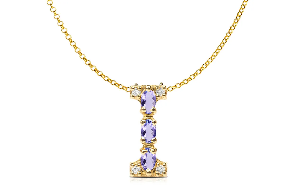 Pendant Letter I Initial 18kt Gold