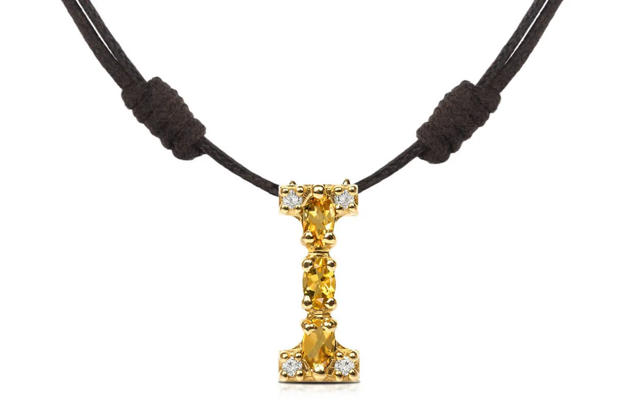 Pendant Letter I Initial 18kt Gold