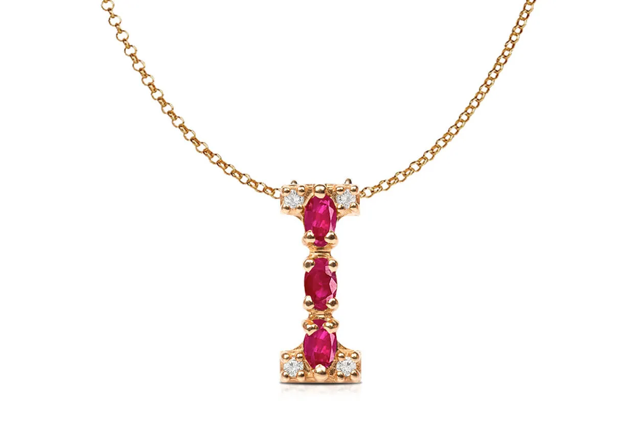 Pendant Letter I Initial 18kt Gold
