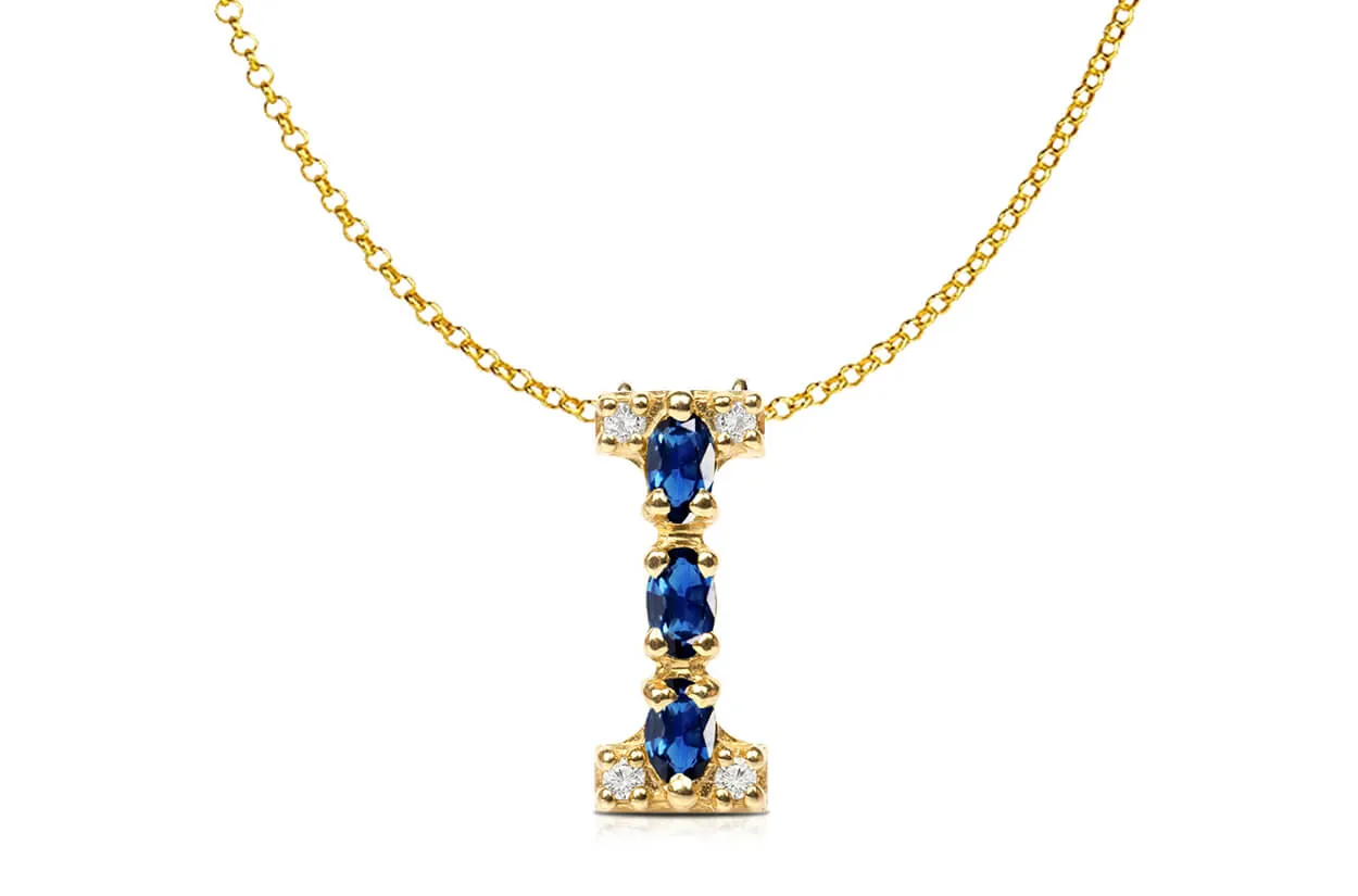 Pendant Letter I Initial 18kt Gold