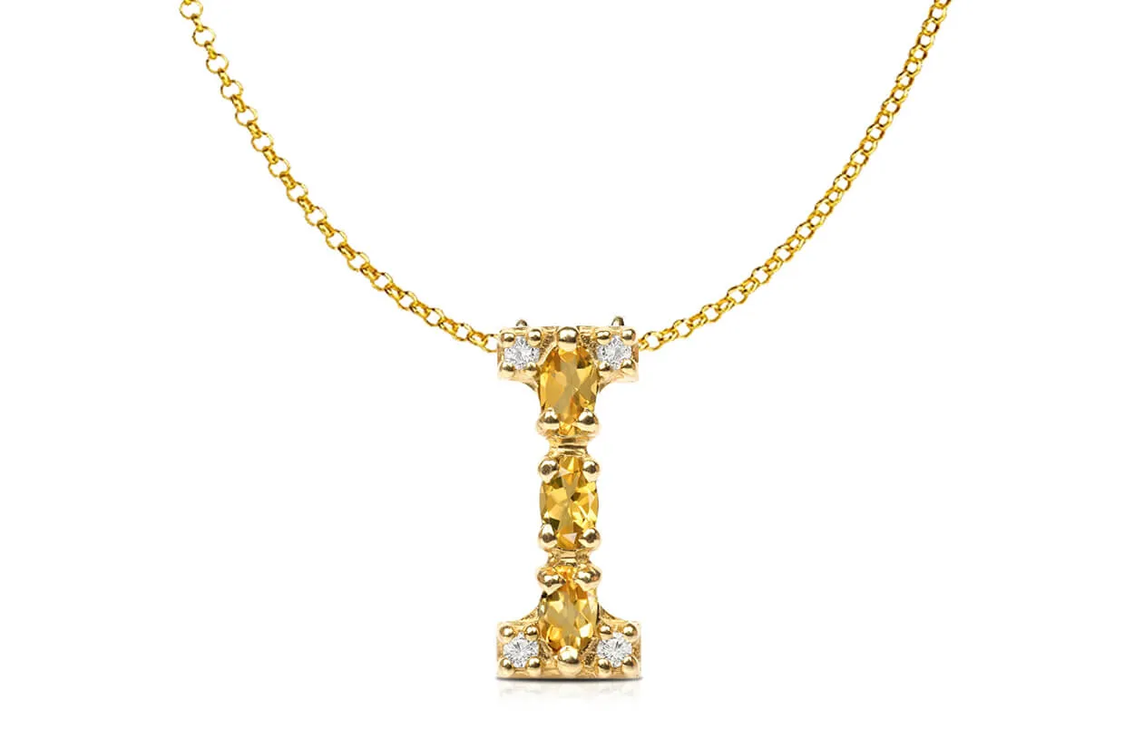 Pendant Letter I Initial 18kt Gold