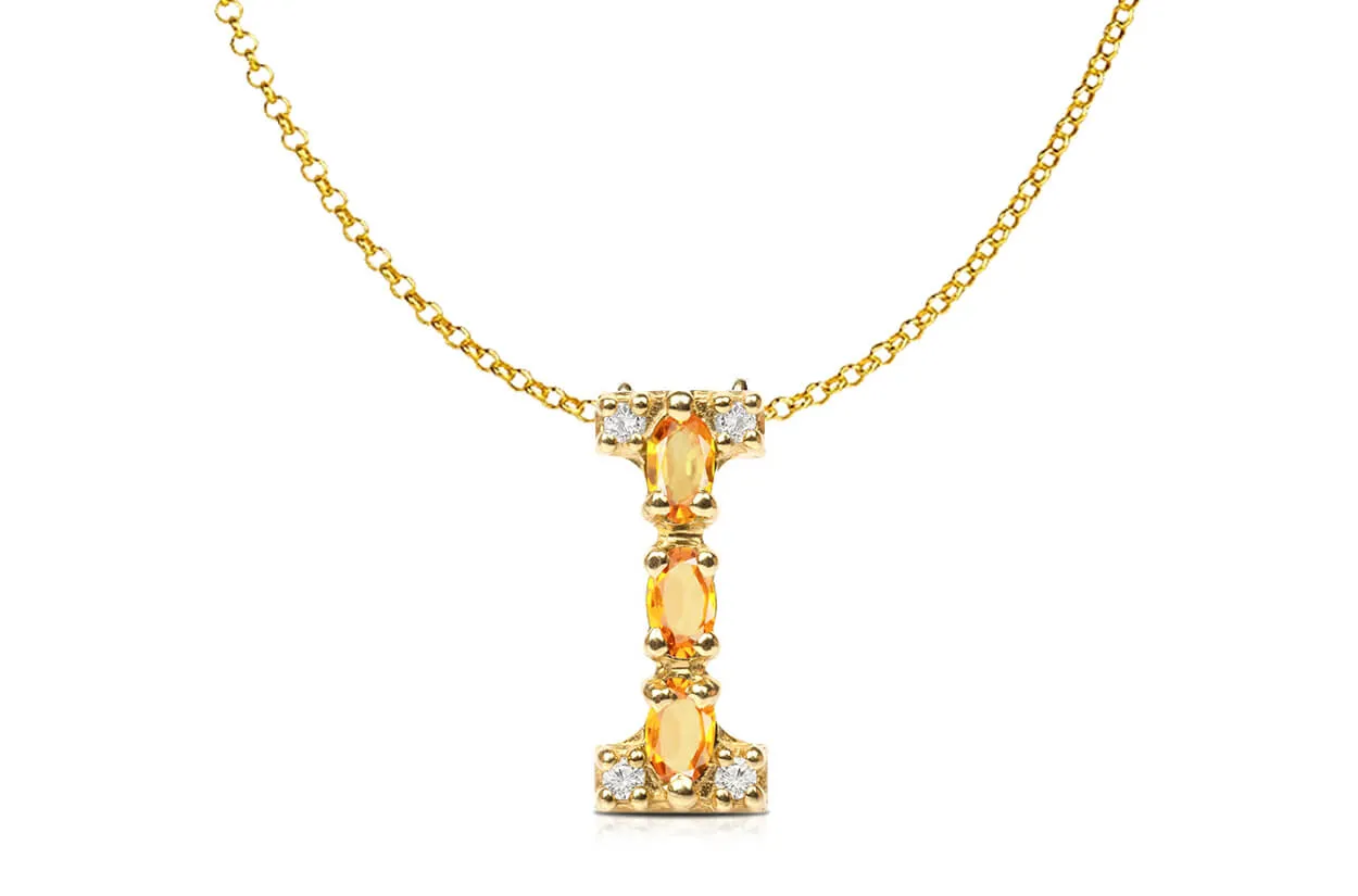 Pendant Letter I Initial 18kt Gold