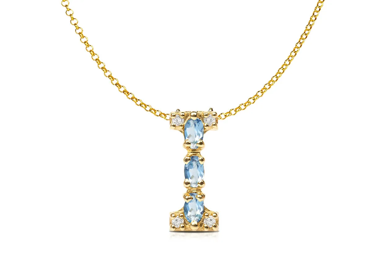 Pendant Letter I Initial 18kt Gold