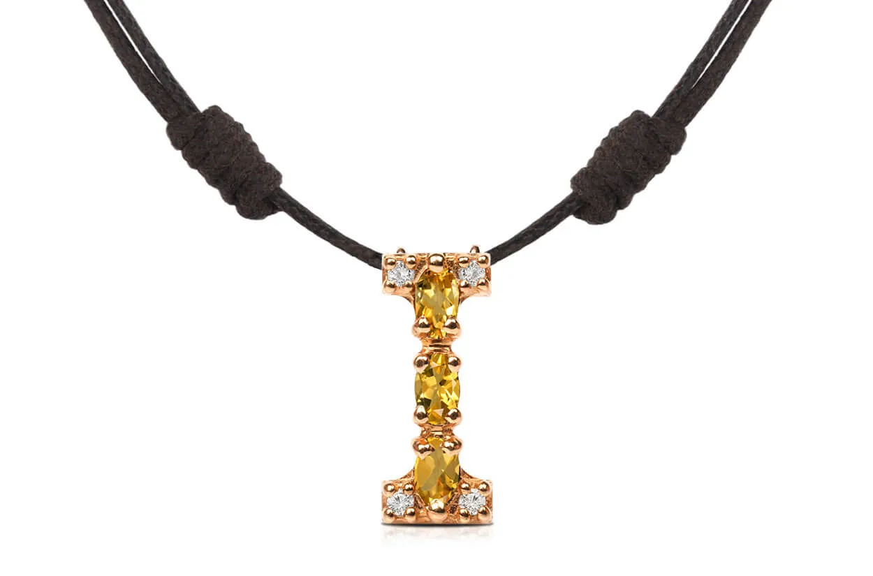 Pendant Letter I Initial 18kt Gold