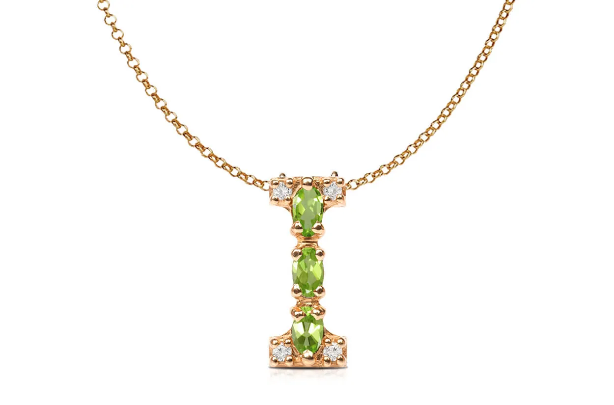 Pendant Letter I Initial 18kt Gold