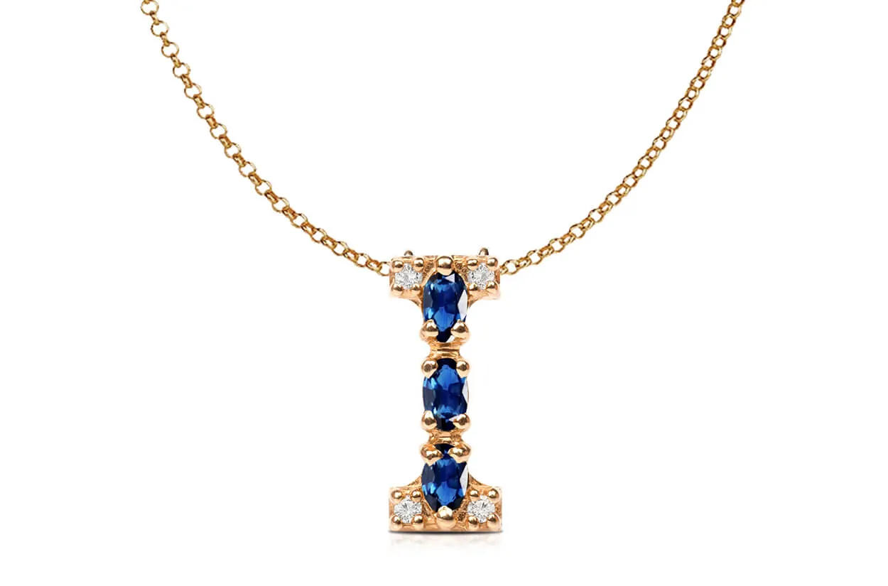 Pendant Letter I Initial 18kt Gold