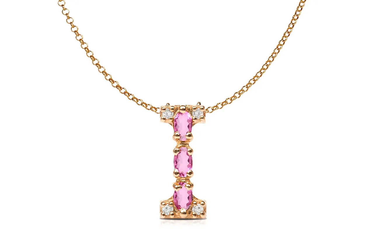 Pendant Letter I Initial 18kt Gold