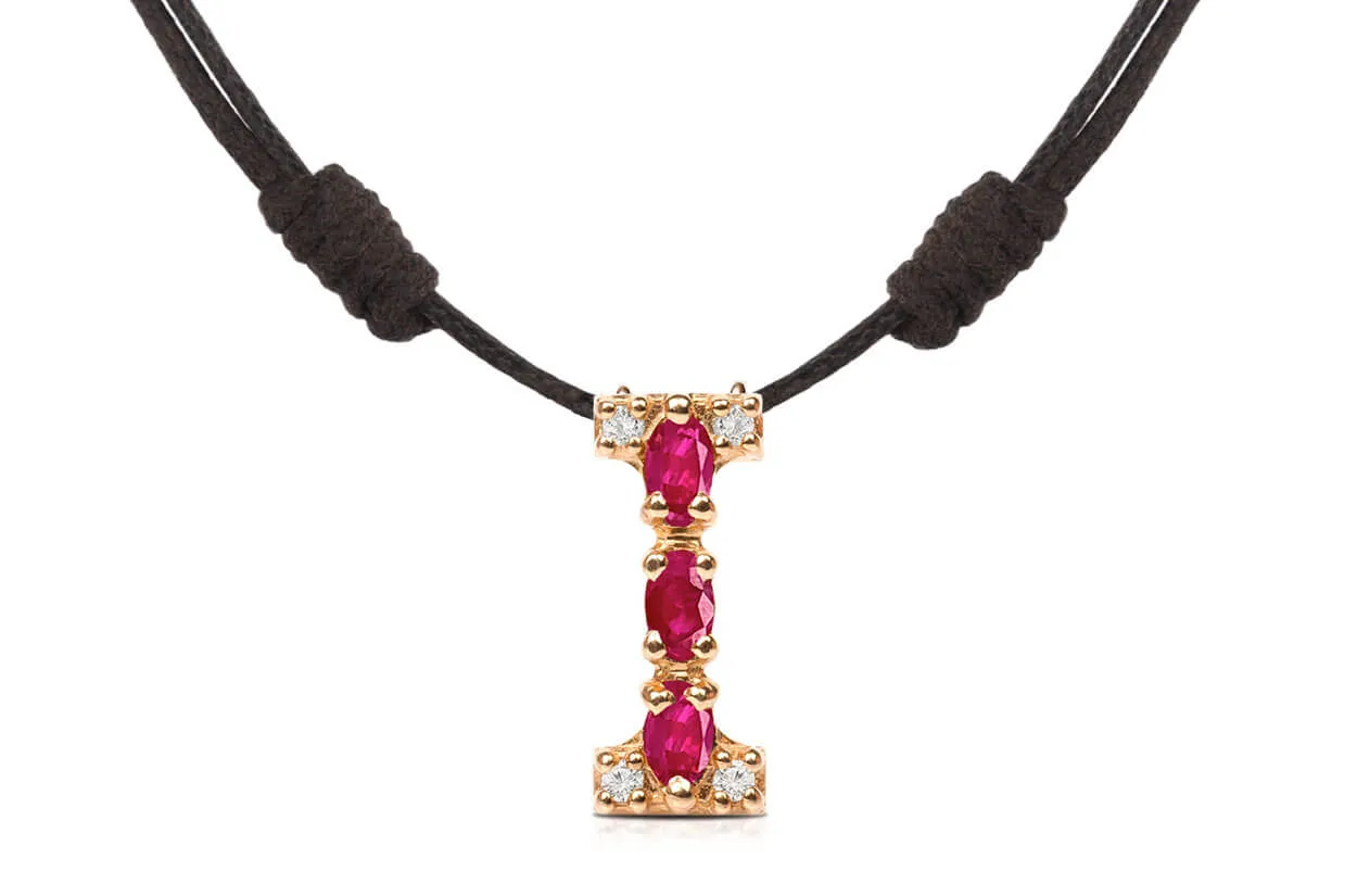 Pendant Letter I Initial 18kt Gold