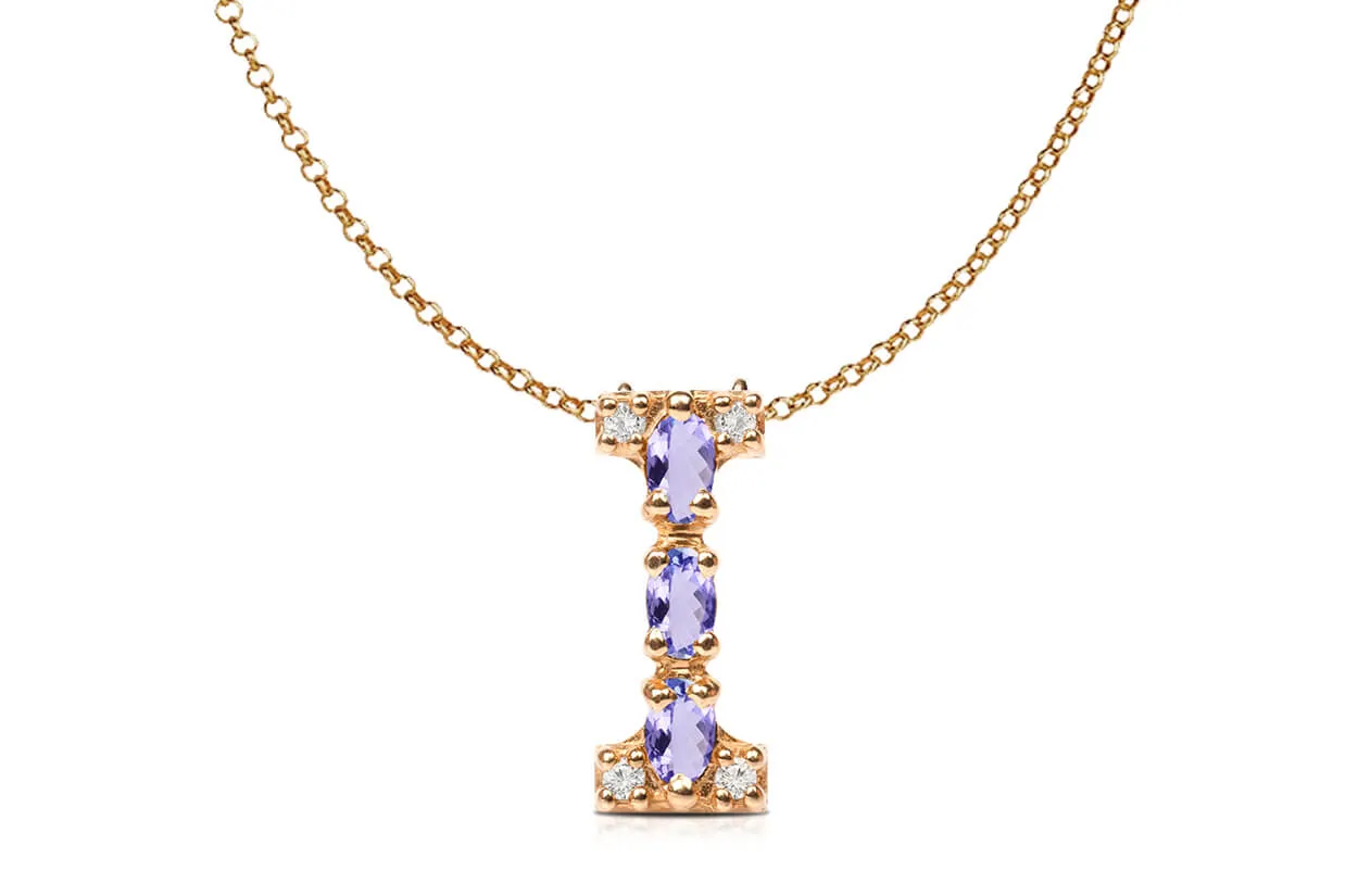 Pendant Letter I Initial 18kt Gold