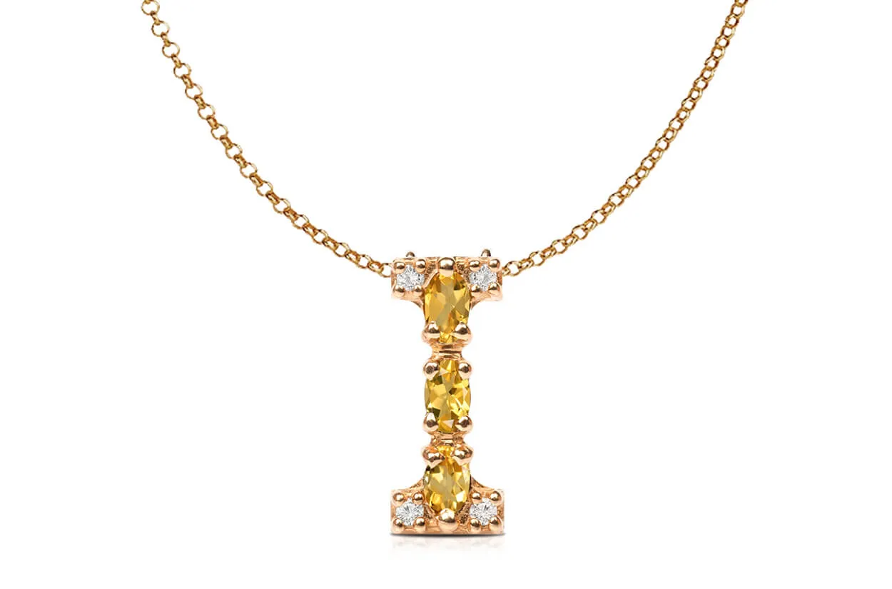 Pendant Letter I Initial 18kt Gold