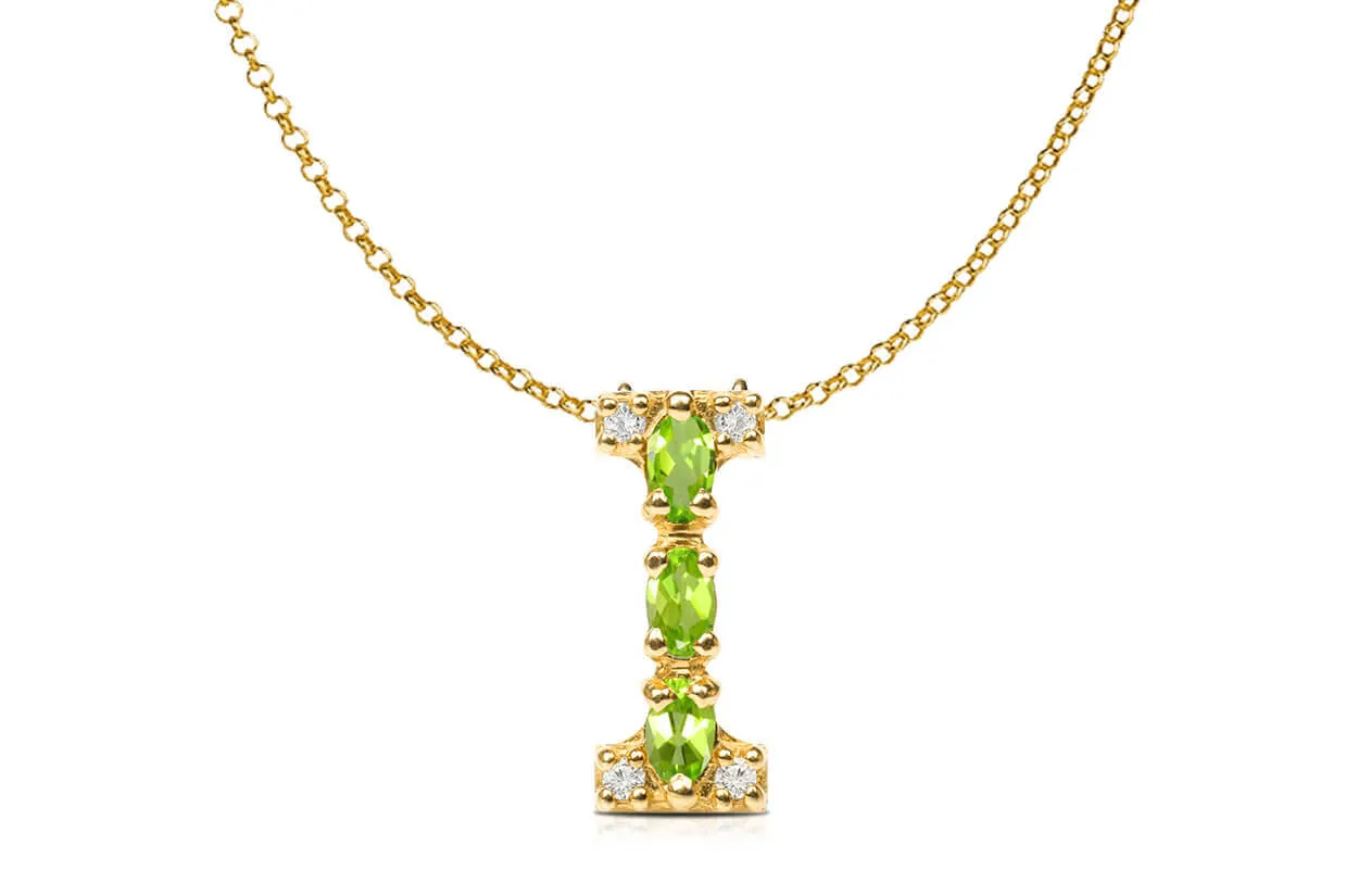 Pendant Letter I Initial 18kt Gold