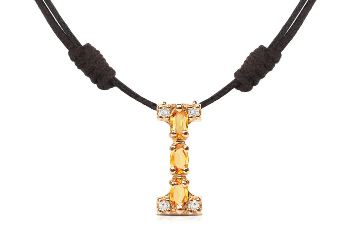 Pendant Letter I Initial 18kt Gold