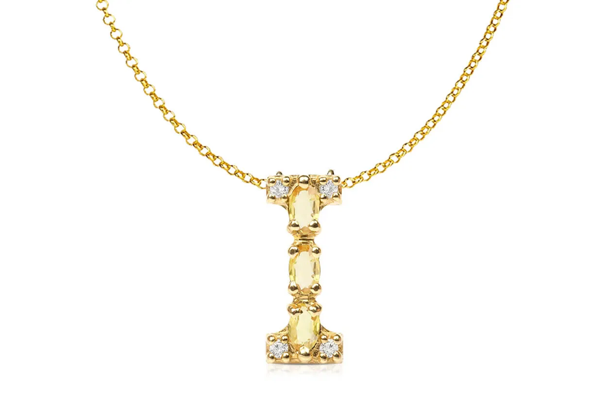 Pendant Letter I Initial 18kt Gold