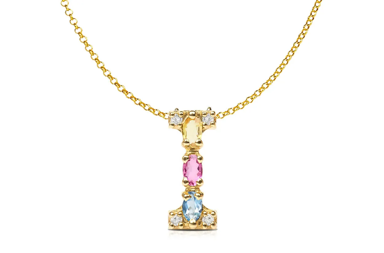 Pendant Letter I Initial 18kt Gold