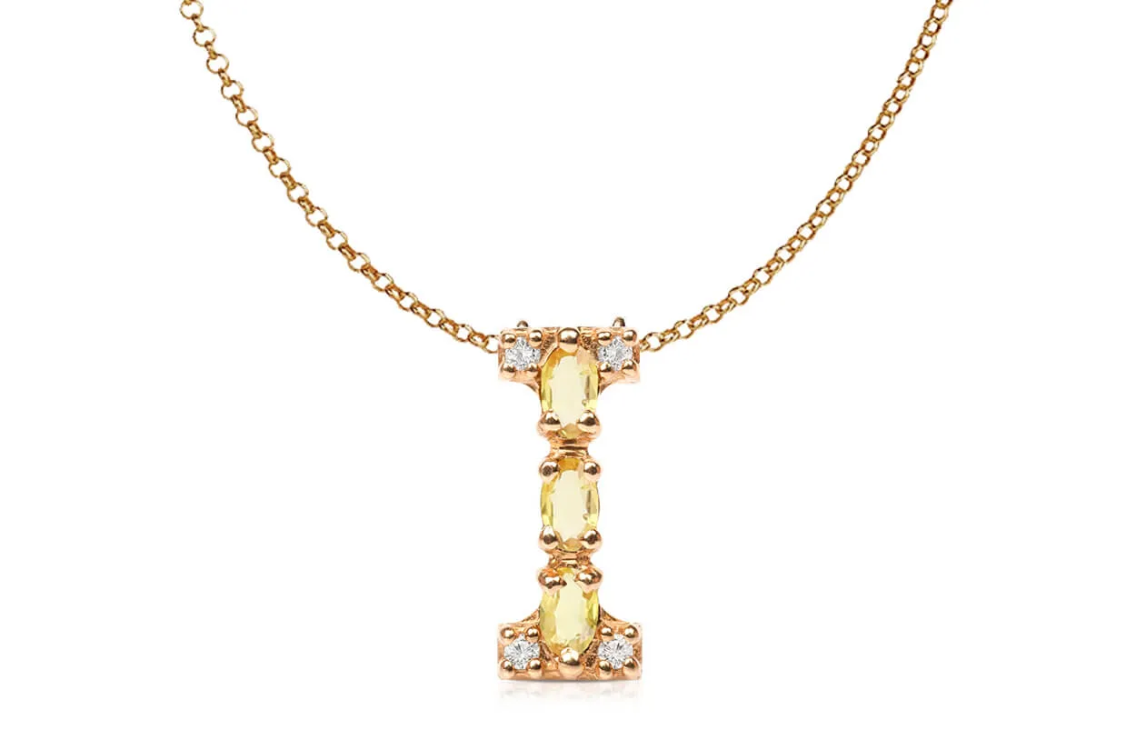 Pendant Letter I Initial 18kt Gold