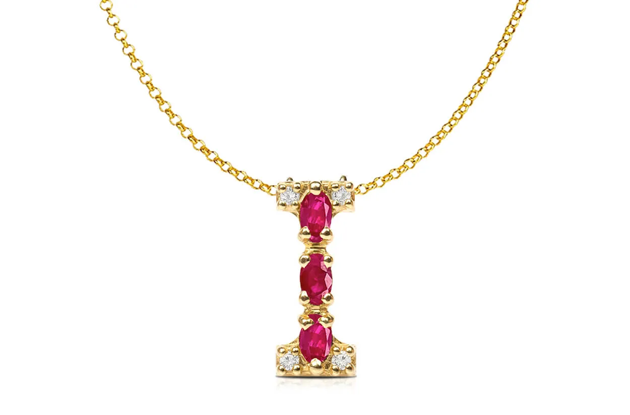 Pendant Letter I Initial 18kt Gold
