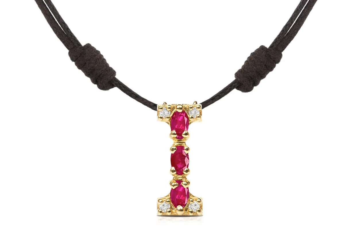 Pendant Letter I Initial 18kt Gold