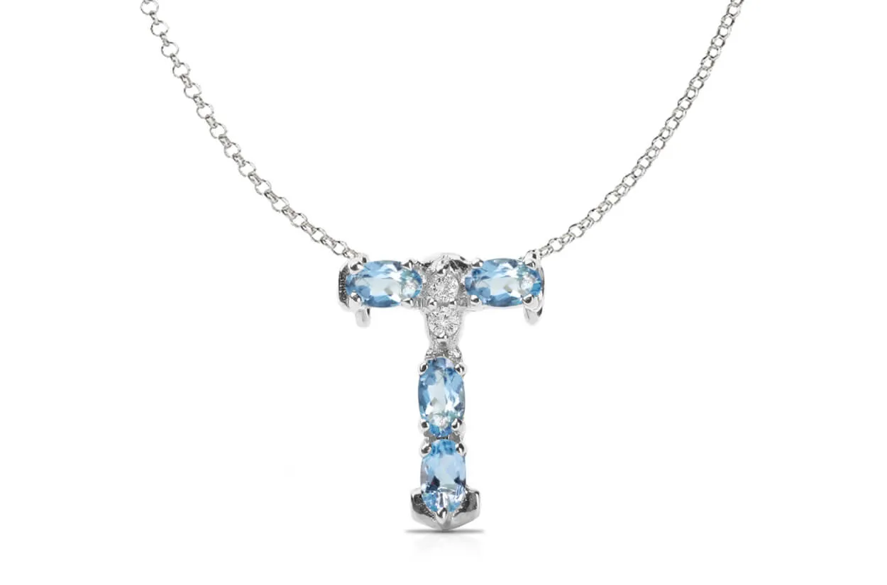 Pendant Letter T Initial 18kt Gold