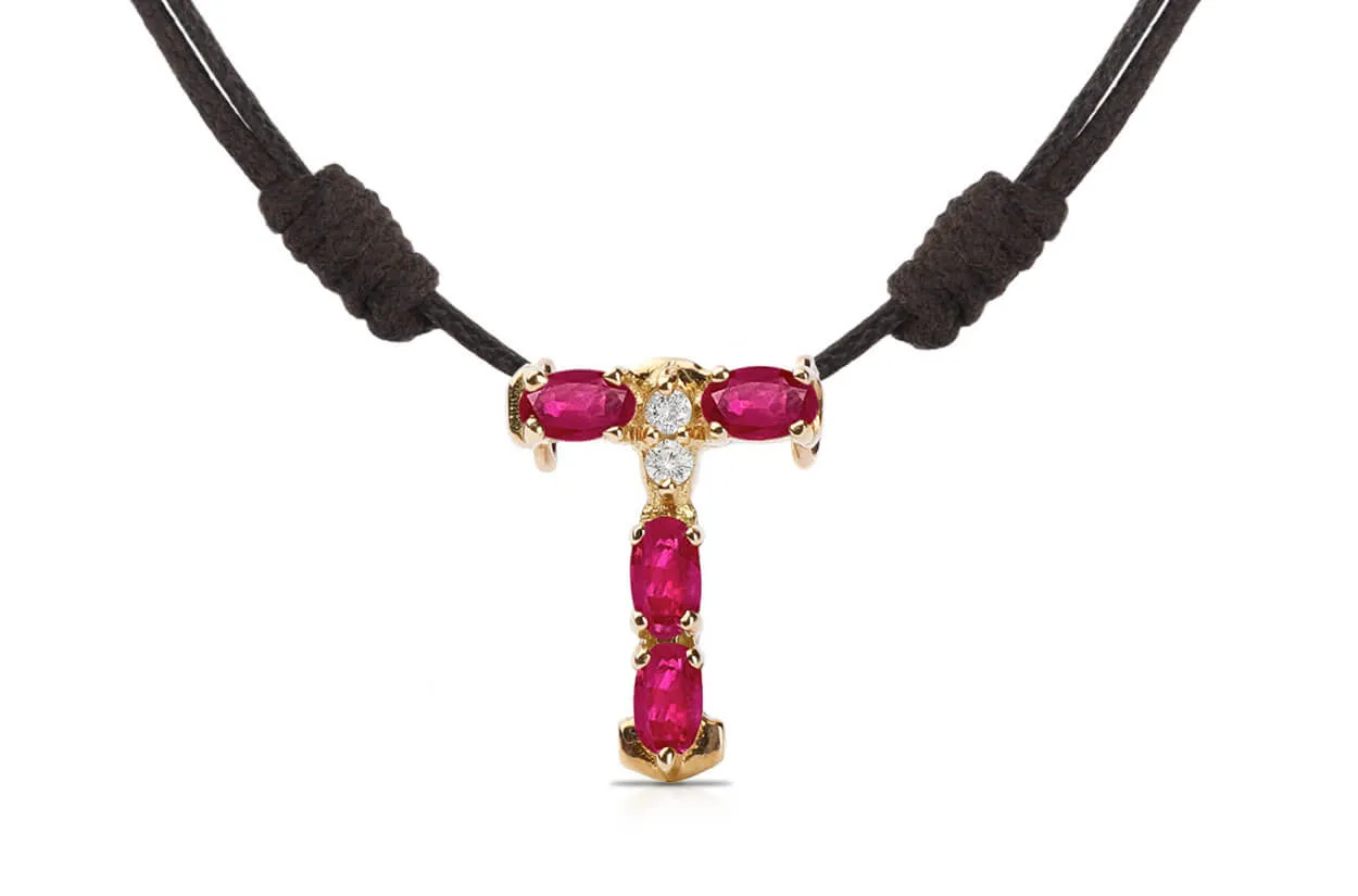 Pendant Letter T Initial 18kt Gold