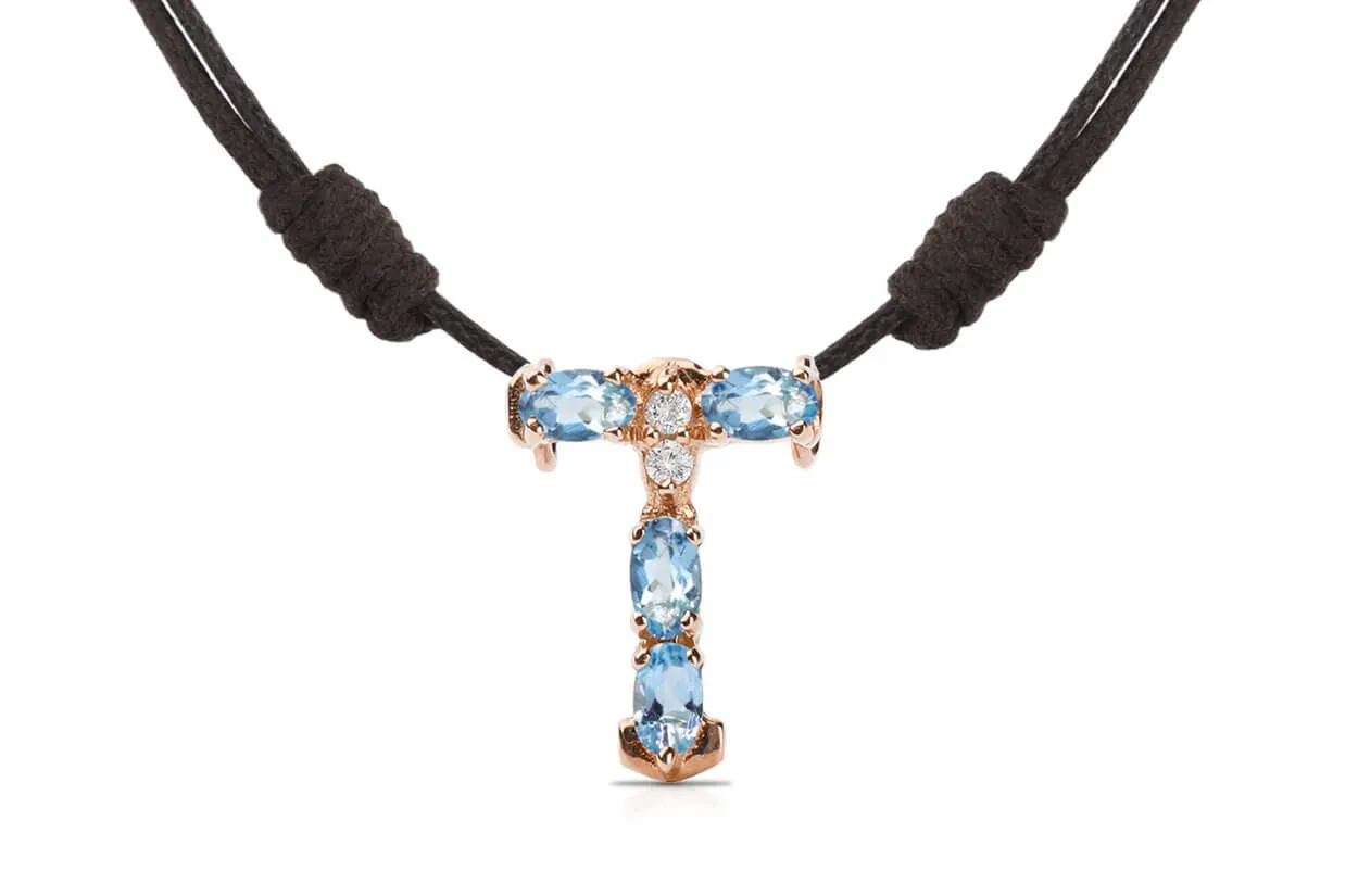 Pendant Letter T Initial 18kt Gold