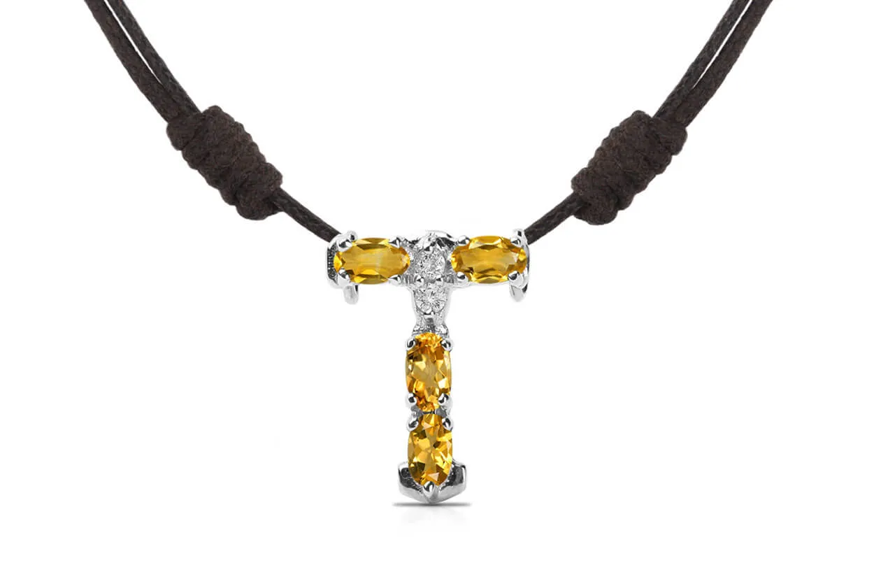 Pendant Letter T Initial 18kt Gold