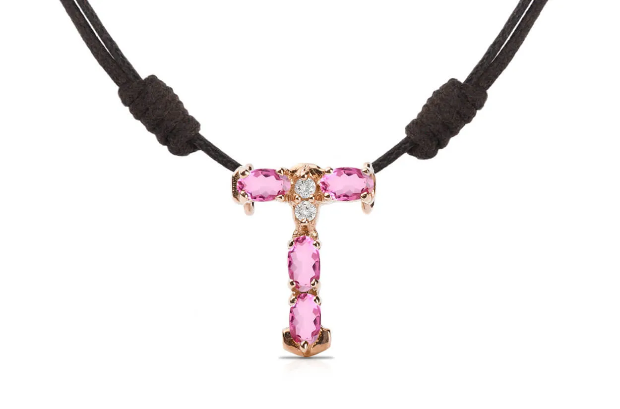 Pendant Letter T Initial 18kt Gold