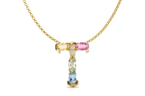 Pendant Letter T Initial 18kt Gold