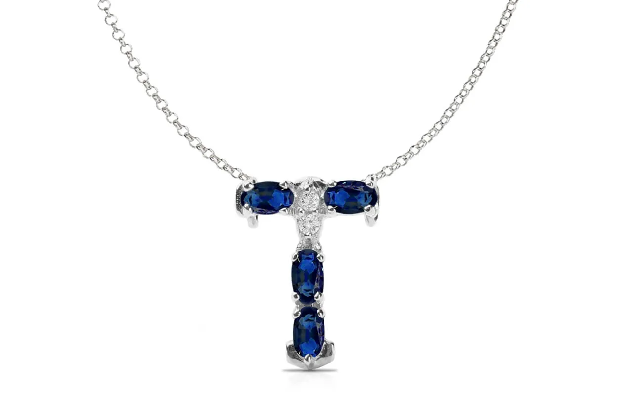 Pendant Letter T Initial 18kt Gold