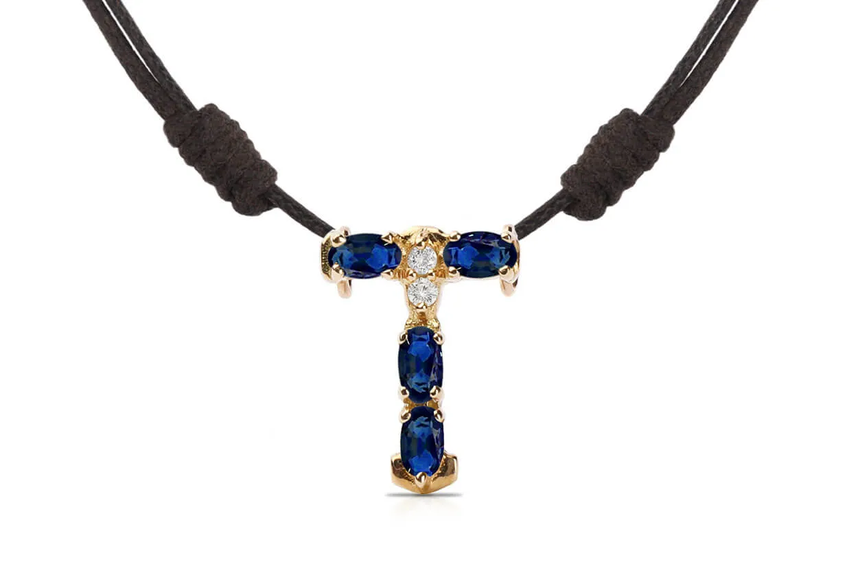 Pendant Letter T Initial 18kt Gold