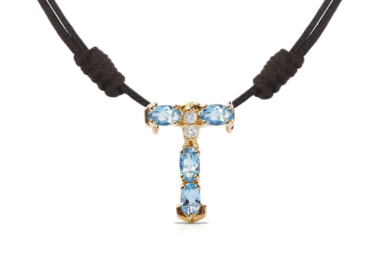 Pendant Letter T Initial 18kt Gold